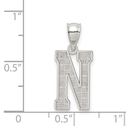 Sterlingsilber Rhodiniert Buchstabe N Initiale Anhänger