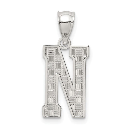 Sterlingsilber Rhodiniert Buchstabe N Initiale Anhänger
