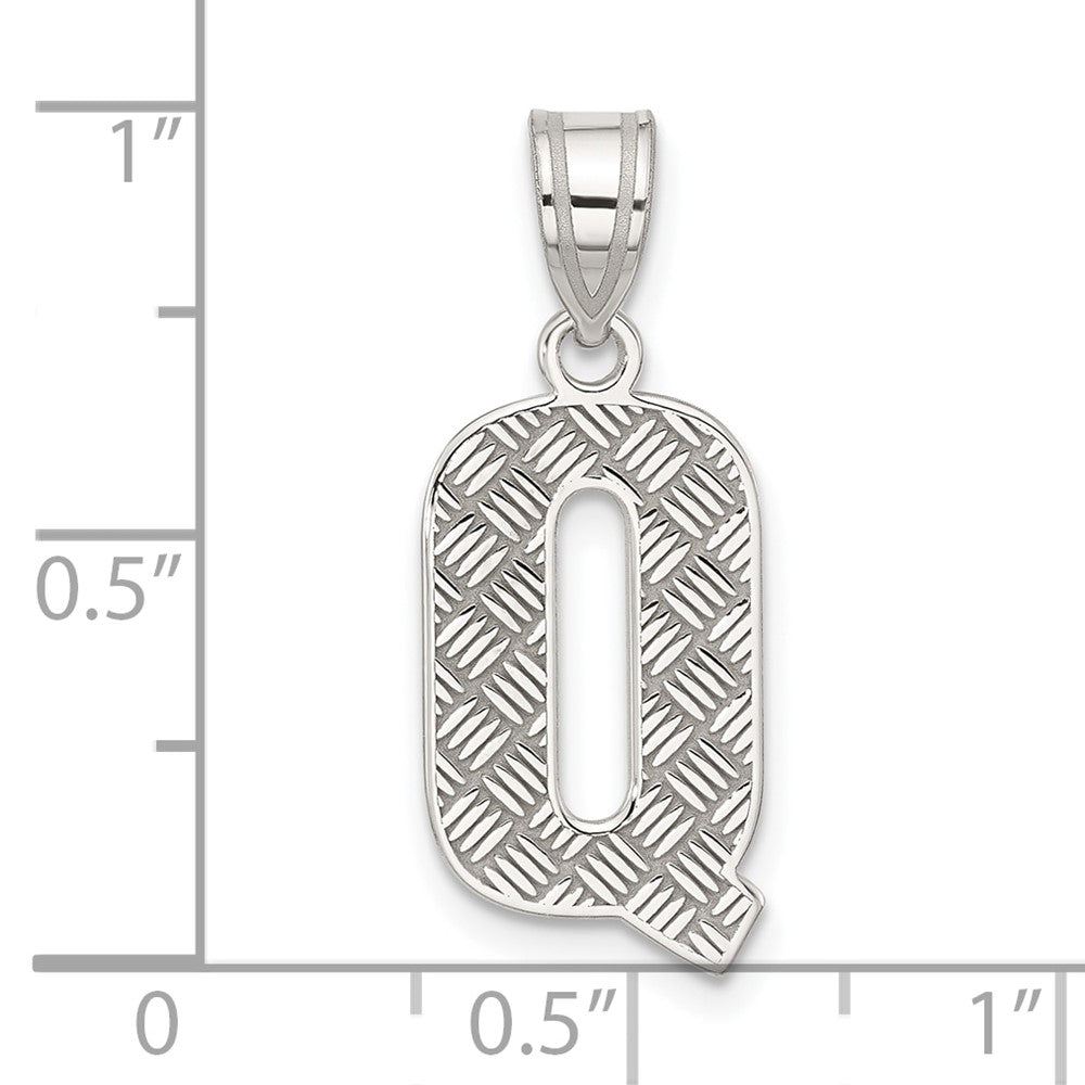 Sterlingsilber Rhodiniert Buchstabe Q Initiale Anhänger