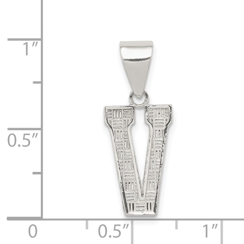 Sterlingsilber Rhodiniert Buchstabe V Initiale Anhänger
