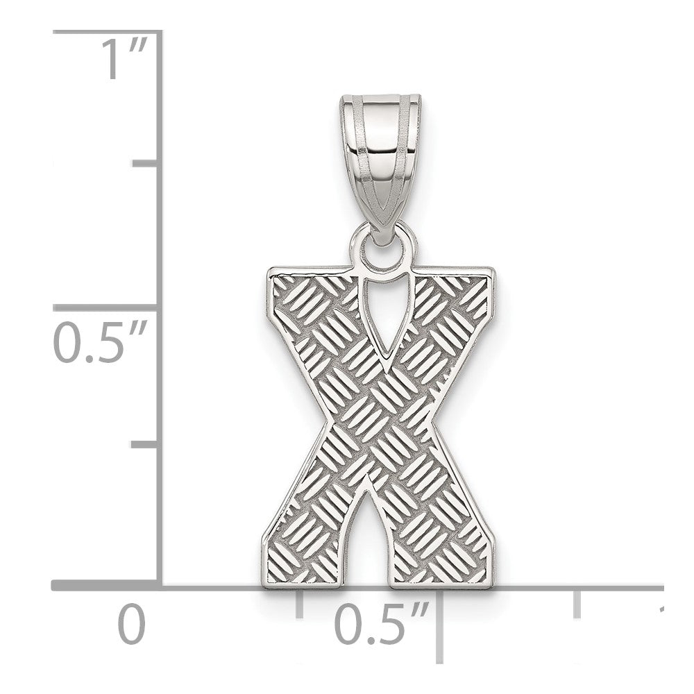 Sterlingsilber Rhodiniert Buchstabe X Initiale Anhänger