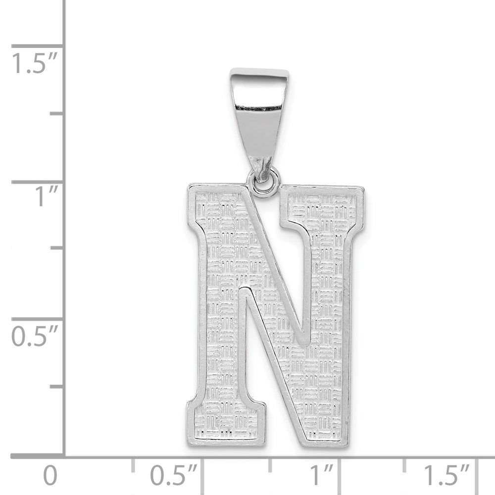 Sterlingsilber Rhodiniert Buchstabe N Initiale Anhänger