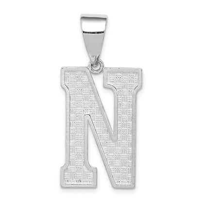 Sterlingsilber Rhodiniert Buchstabe N Initiale Anhänger