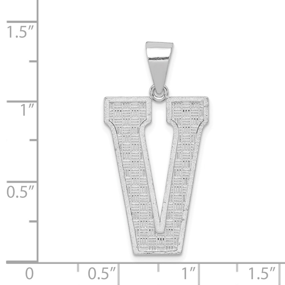 Sterlingsilber Rhodiniert Buchstabe V Initiale Anhänger