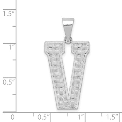 Sterlingsilber Rhodiniert Buchstabe V Initiale Anhänger