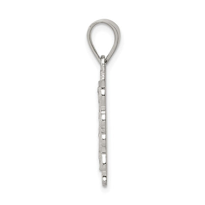 Sterlingsilber Quadratisch Diamantiert Buchstabe A Initiale Anhänger