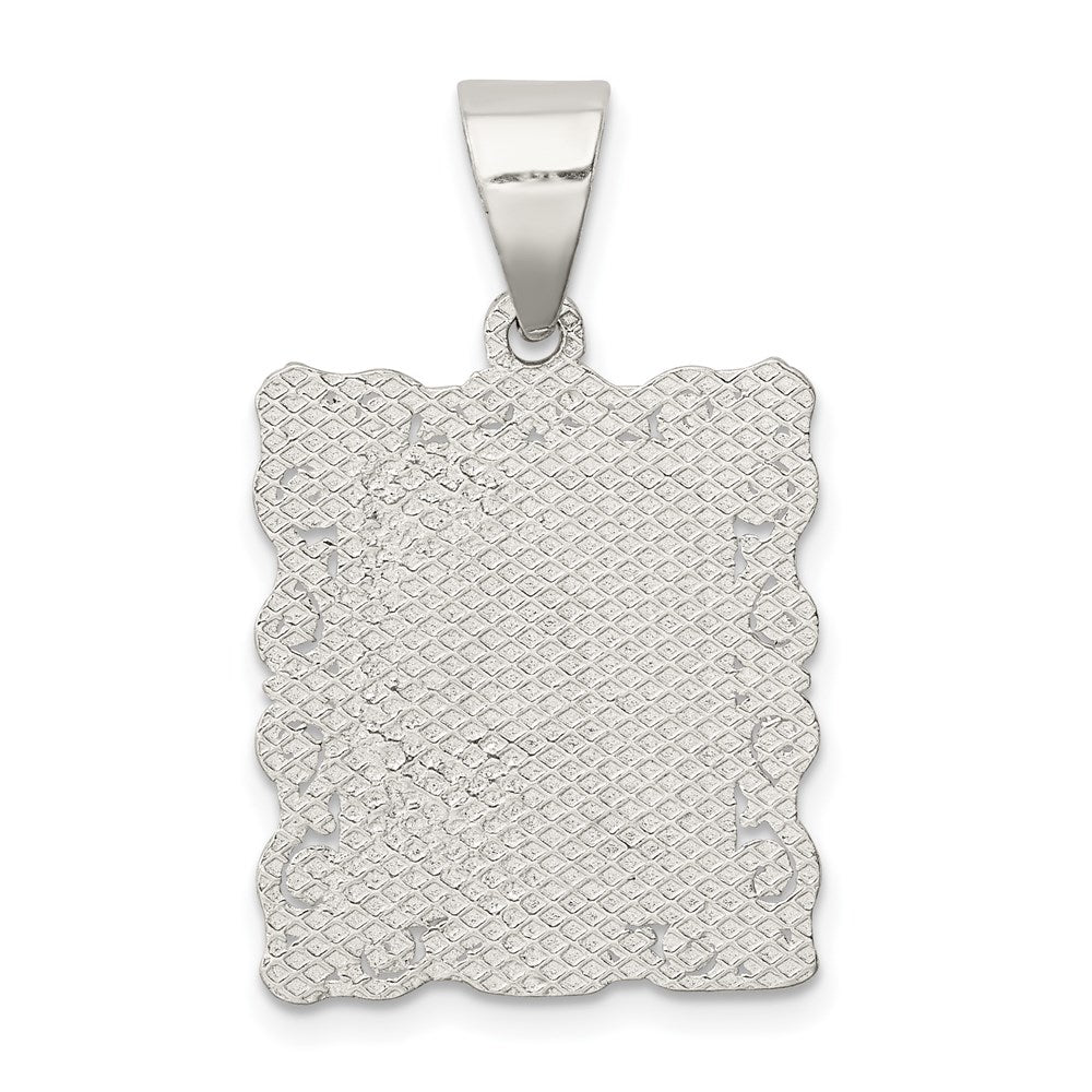 Sterlingsilber Quadratisch Diamantiert Buchstabe A Initiale Anhänger