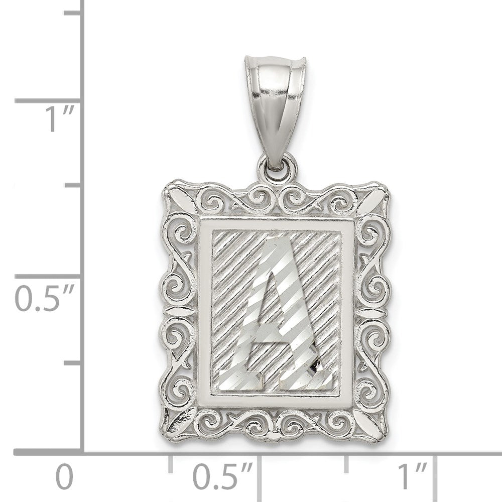 Sterlingsilber Quadratisch Diamantiert Buchstabe A Initiale Anhänger