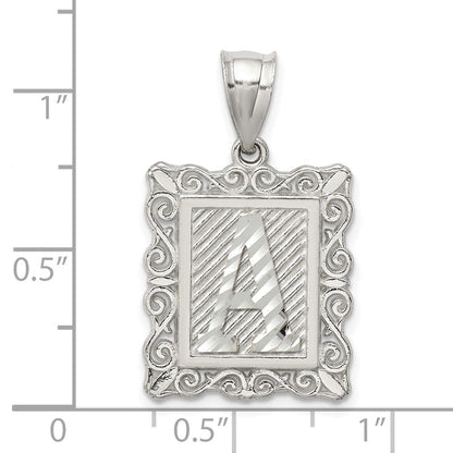 Sterlingsilber Quadratisch Diamantiert Buchstabe A Initiale Anhänger
