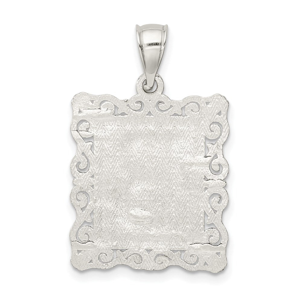 Sterlingsilber Quadratisch Diamantiert Buchstabe B Initiale Anhänger
