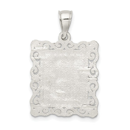 Sterlingsilber Quadratisch Diamantiert Buchstabe B Initiale Anhänger