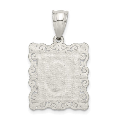 Sterlingsilber Quadratisch Diamantiert Buchstabe C Initiale Anhänger