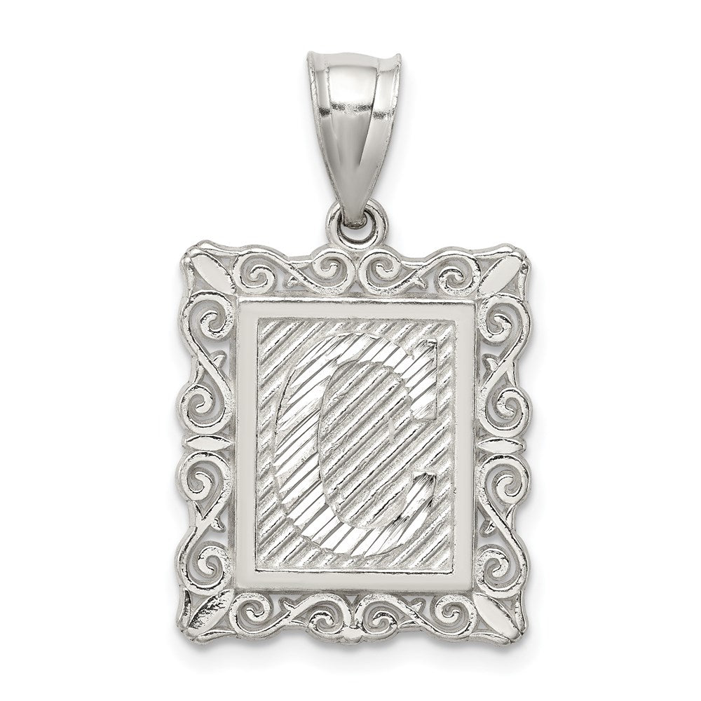 Sterlingsilber Quadratisch Diamantiert Buchstabe C Initiale Anhänger