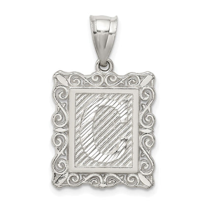Sterlingsilber Quadratisch Diamantiert Buchstabe C Initiale Anhänger