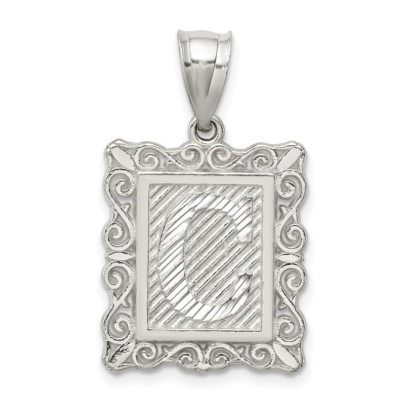Sterlingsilber Quadratisch Diamantiert Buchstabe C Initiale Anhänger