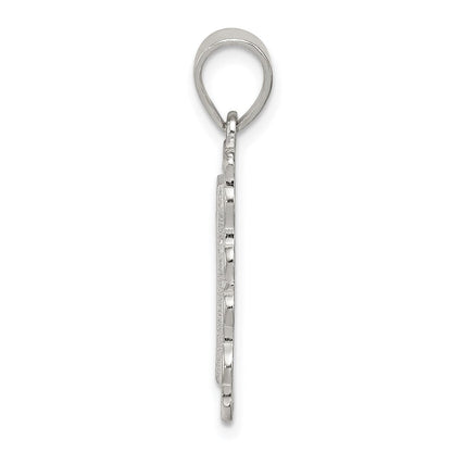 Sterlingsilber Quadratisch Diamantiert Buchstabe D Initiale Anhänger