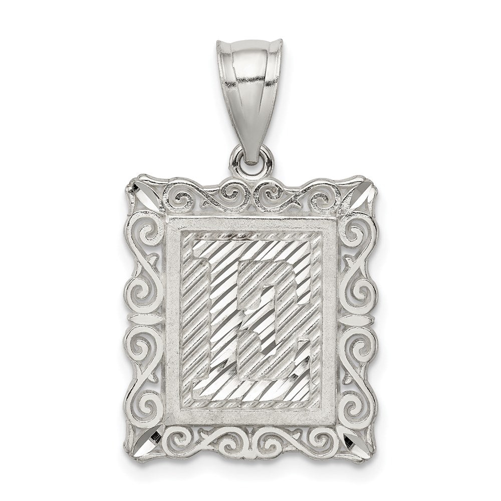 Sterlingsilber Quadratisch Diamantiert Buchstabe E Initiale Anhänger