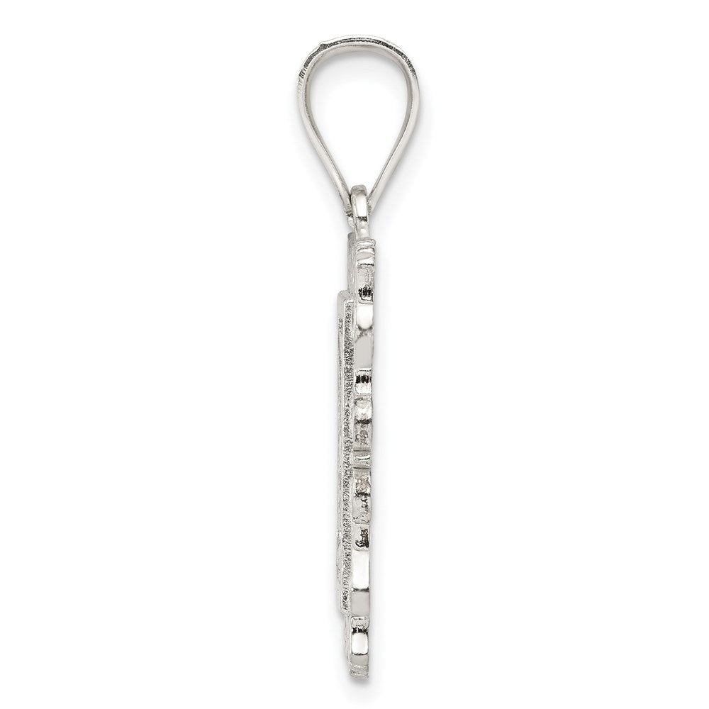 Sterlingsilber Quadratisch Diamantiert Buchstabe F Initiale Anhänger