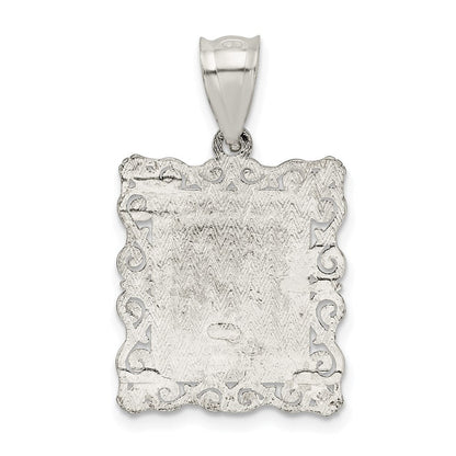 Sterlingsilber Quadratisch Diamantiert Buchstabe F Initiale Anhänger