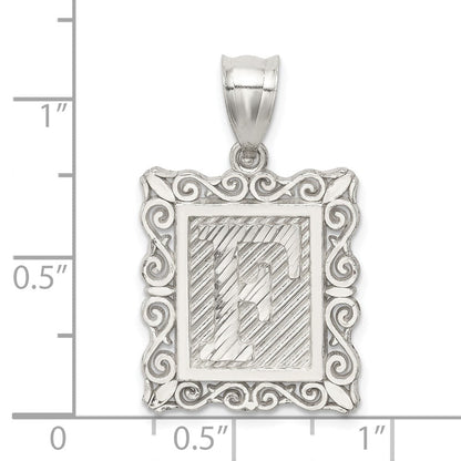 Sterlingsilber Quadratisch Diamantiert Buchstabe F Initiale Anhänger