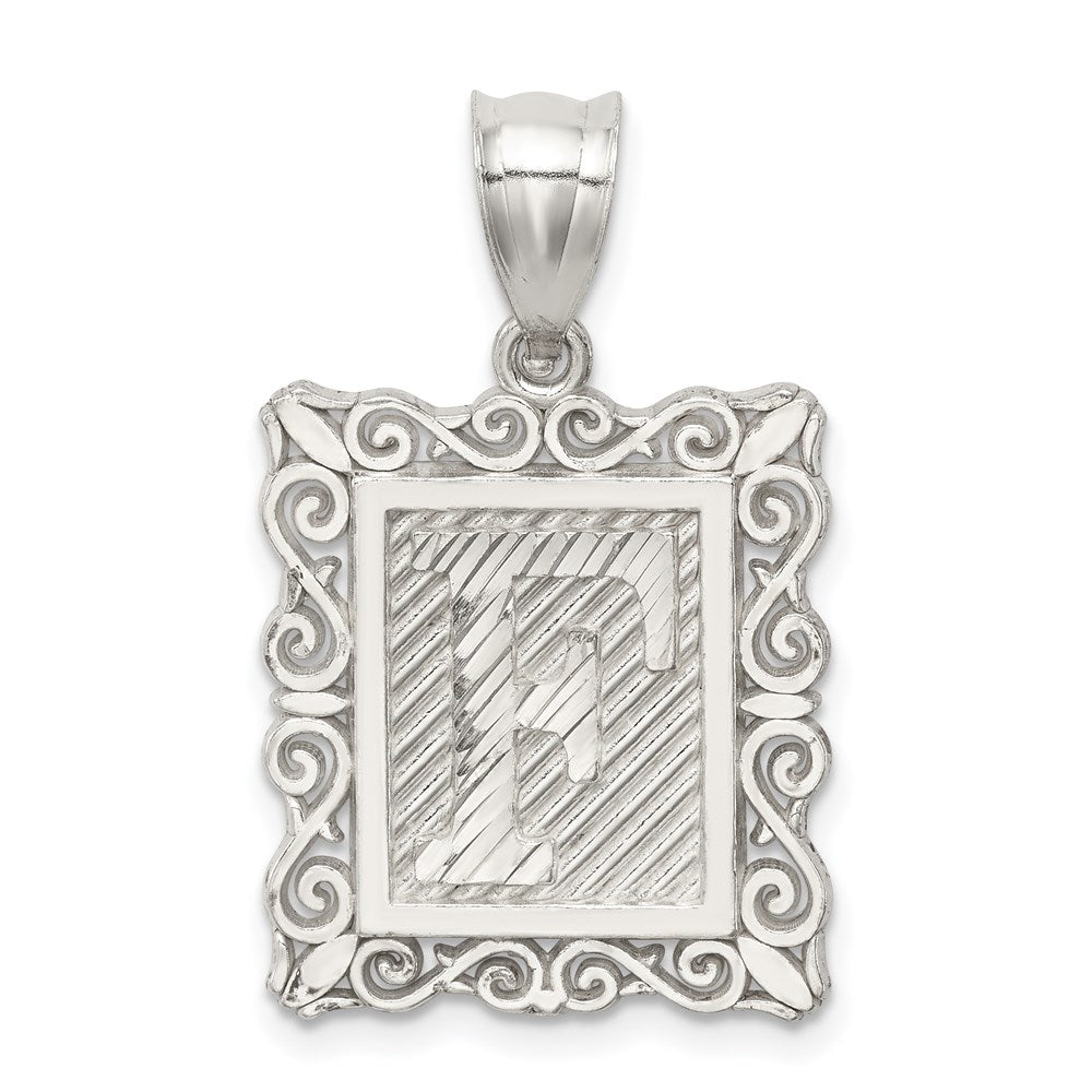 Sterlingsilber Quadratisch Diamantiert Buchstabe F Initiale Anhänger