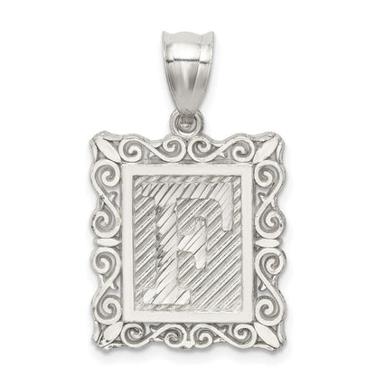 Sterlingsilber Quadratisch Diamantiert Buchstabe F Initiale Anhänger
