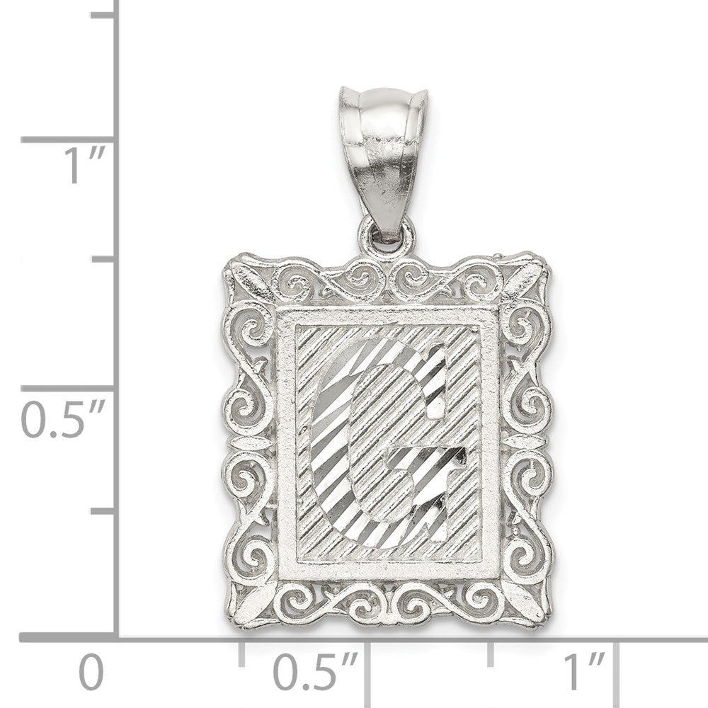 Sterlingsilber Quadratisch Diamantiert Buchstabe G Initiale Anhänger