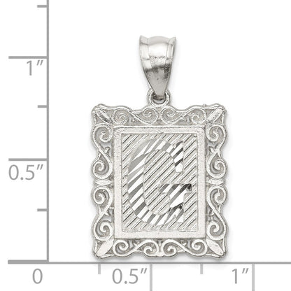 Sterlingsilber Quadratisch Diamantiert Buchstabe G Initiale Anhänger