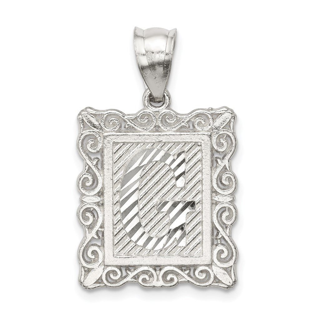 Sterlingsilber Quadratisch Diamantiert Buchstabe G Initiale Anhänger