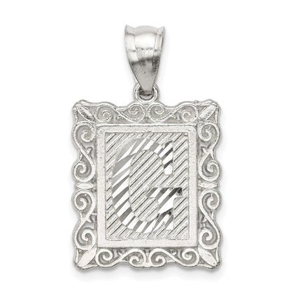 Sterlingsilber Quadratisch Diamantiert Buchstabe G Initiale Anhänger