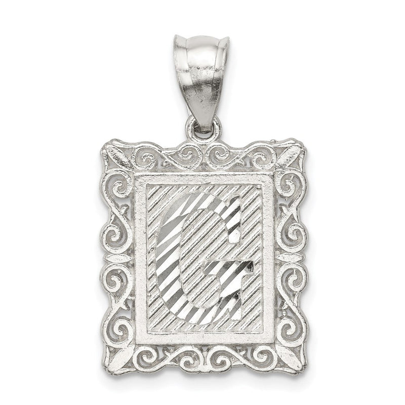 Sterlingsilber Quadratisch Diamantiert Buchstabe G Initiale Anhänger