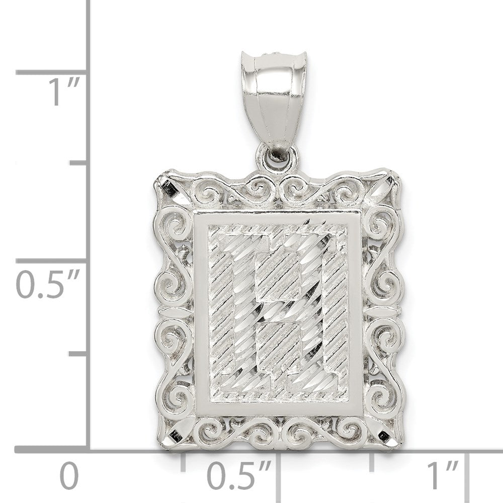 Sterlingsilber Quadratisch Diamantiert Buchstabe H Initiale Anhänger