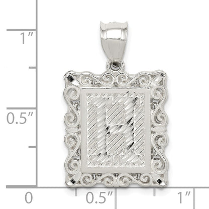 Sterlingsilber Quadratisch Diamantiert Buchstabe H Initiale Anhänger