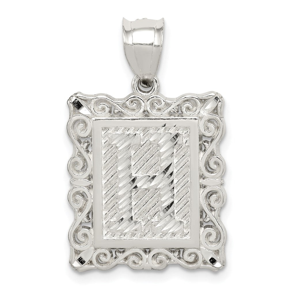 Sterlingsilber Quadratisch Diamantiert Buchstabe H Initiale Anhänger