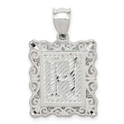 Sterlingsilber Quadratisch Diamantiert Buchstabe H Initiale Anhänger