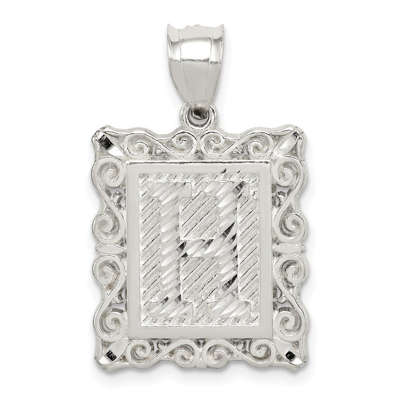 Sterlingsilber Quadratisch Diamantiert Buchstabe H Initiale Anhänger