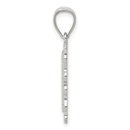 Sterlingsilber Quadratisch Diamantiert Buchstabe I Initiale Anhänger