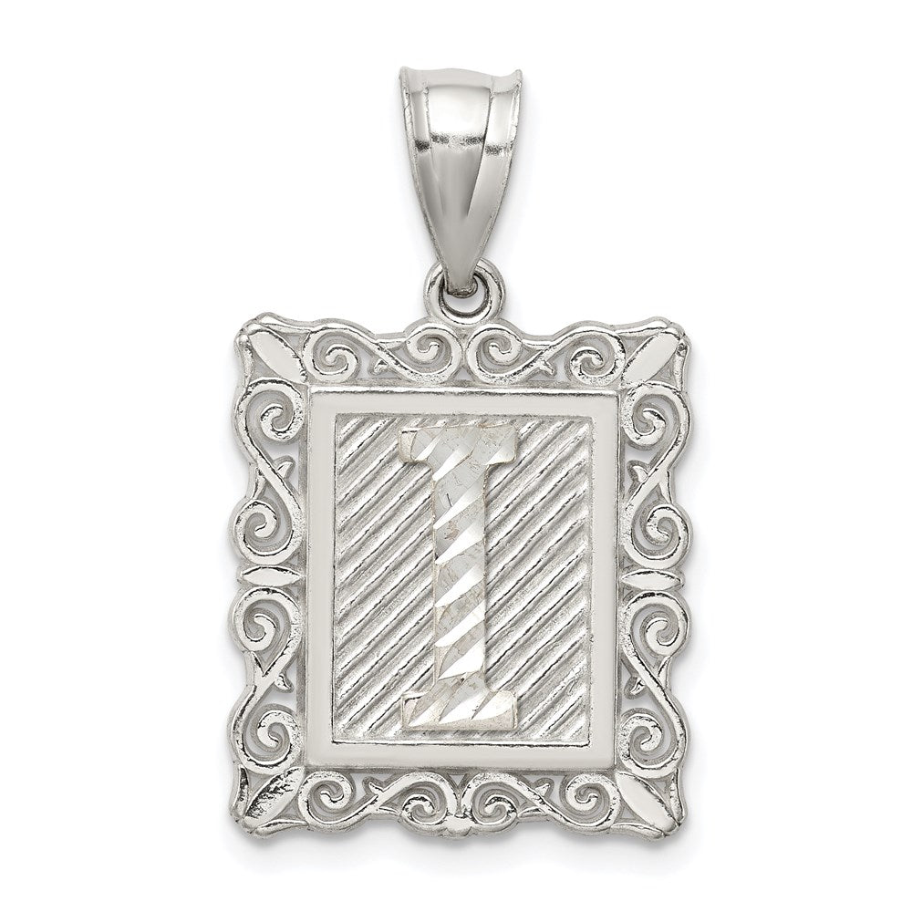 Sterlingsilber Quadratisch Diamantiert Buchstabe I Initiale Anhänger