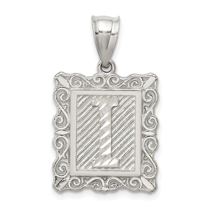 Sterlingsilber Quadratisch Diamantiert Buchstabe I Initiale Anhänger
