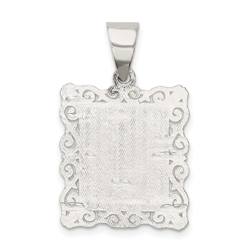 Sterlingsilber Quadratisch Diamantiert Buchstabe J Initiale Anhänger