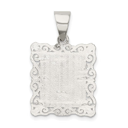 Sterlingsilber Quadratisch Diamantiert Buchstabe J Initiale Anhänger