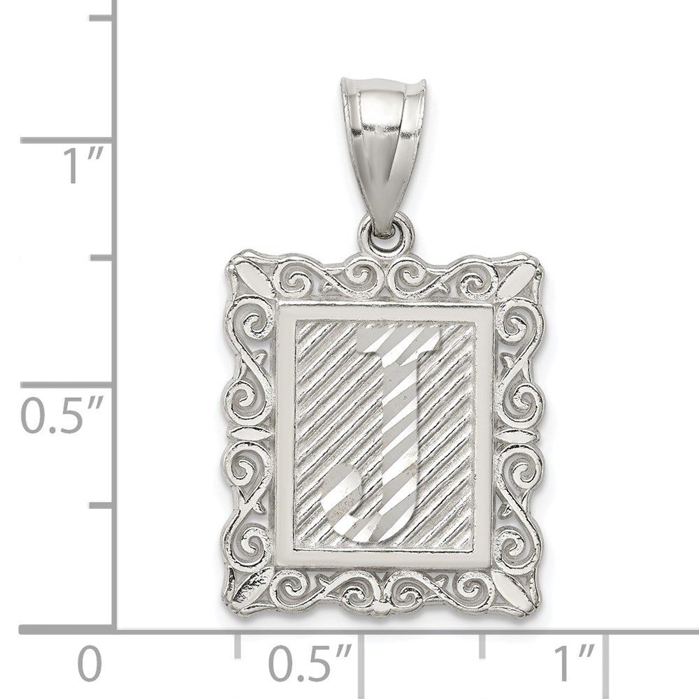 Sterlingsilber Quadratisch Diamantiert Buchstabe J Initiale Anhänger