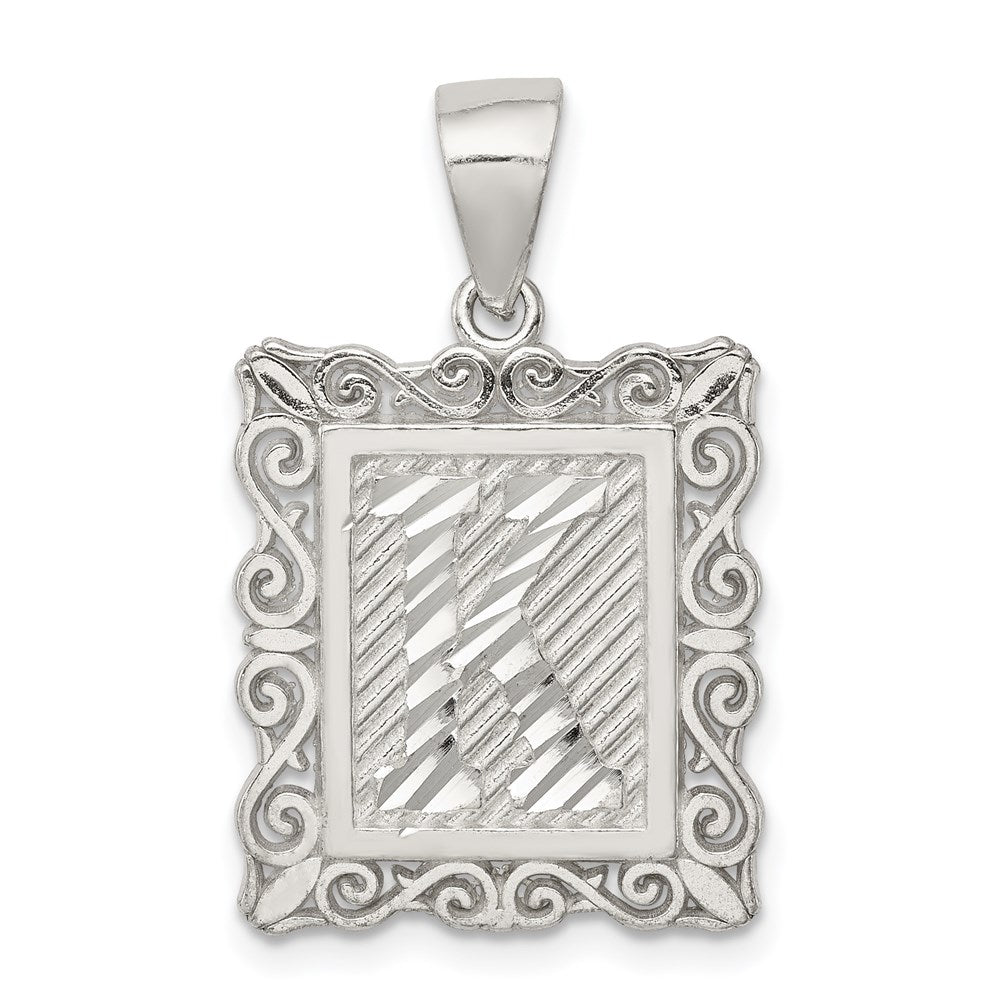Sterlingsilber Quadratisch Diamantiert Buchstabe K Initiale Anhänger