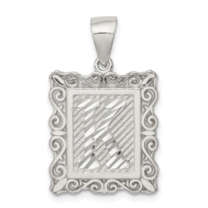 Sterlingsilber Quadratisch Diamantiert Buchstabe K Initiale Anhänger