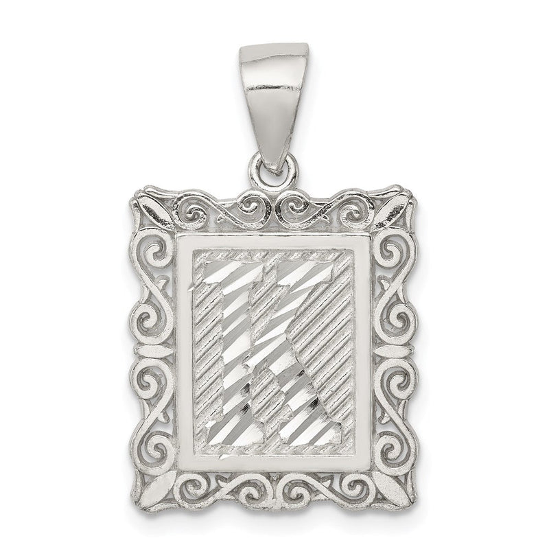 Sterlingsilber Quadratisch Diamantiert Buchstabe K Initiale Anhänger