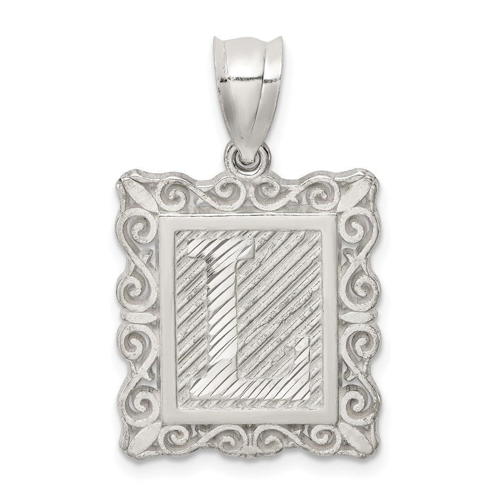 Sterlingsilber Quadratisch Diamantiert Buchstabe L Initiale Anhänger