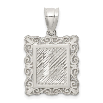 Sterlingsilber Quadratisch Diamantiert Buchstabe L Initiale Anhänger
