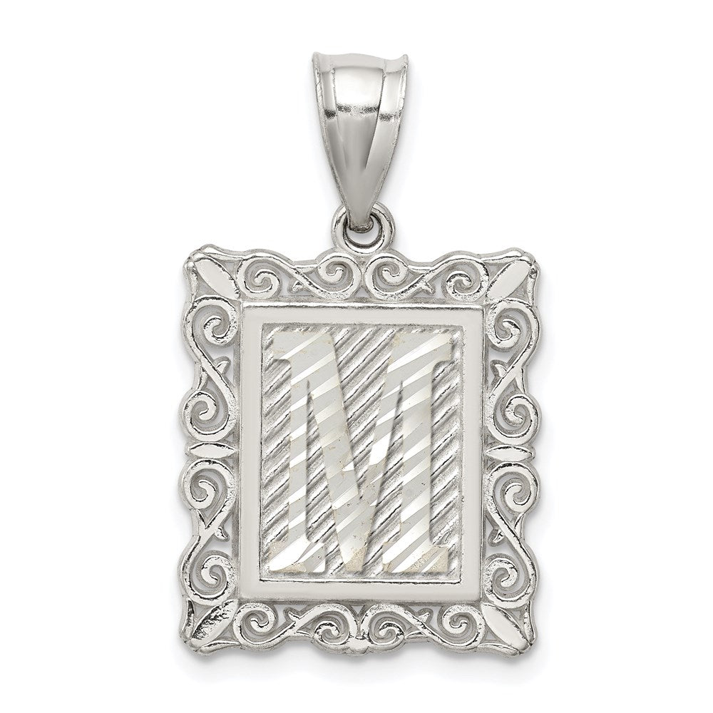 Sterlingsilber Quadratisch Diamantiert Buchstabe M Initiale Anhänger