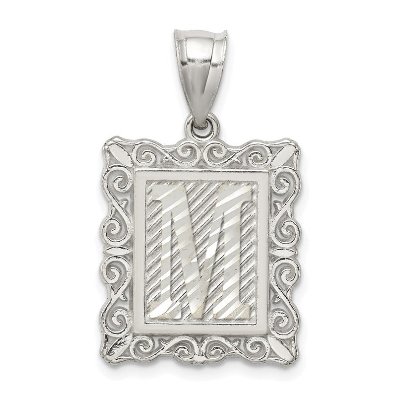Sterlingsilber Quadratisch Diamantiert Buchstabe M Initiale Anhänger