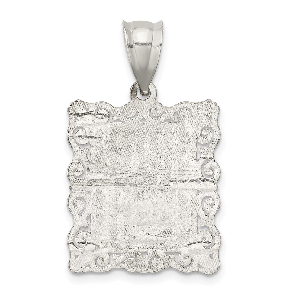 Sterlingsilber Quadratisch Diamantiert Buchstabe N Initiale Anhänger